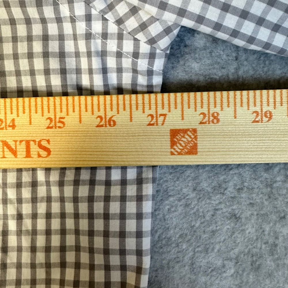 Vantage Mens 2X Grey Gingham Long Sleeve Button Down Shirt Bird Logo Pocket - Picture 4 of 12